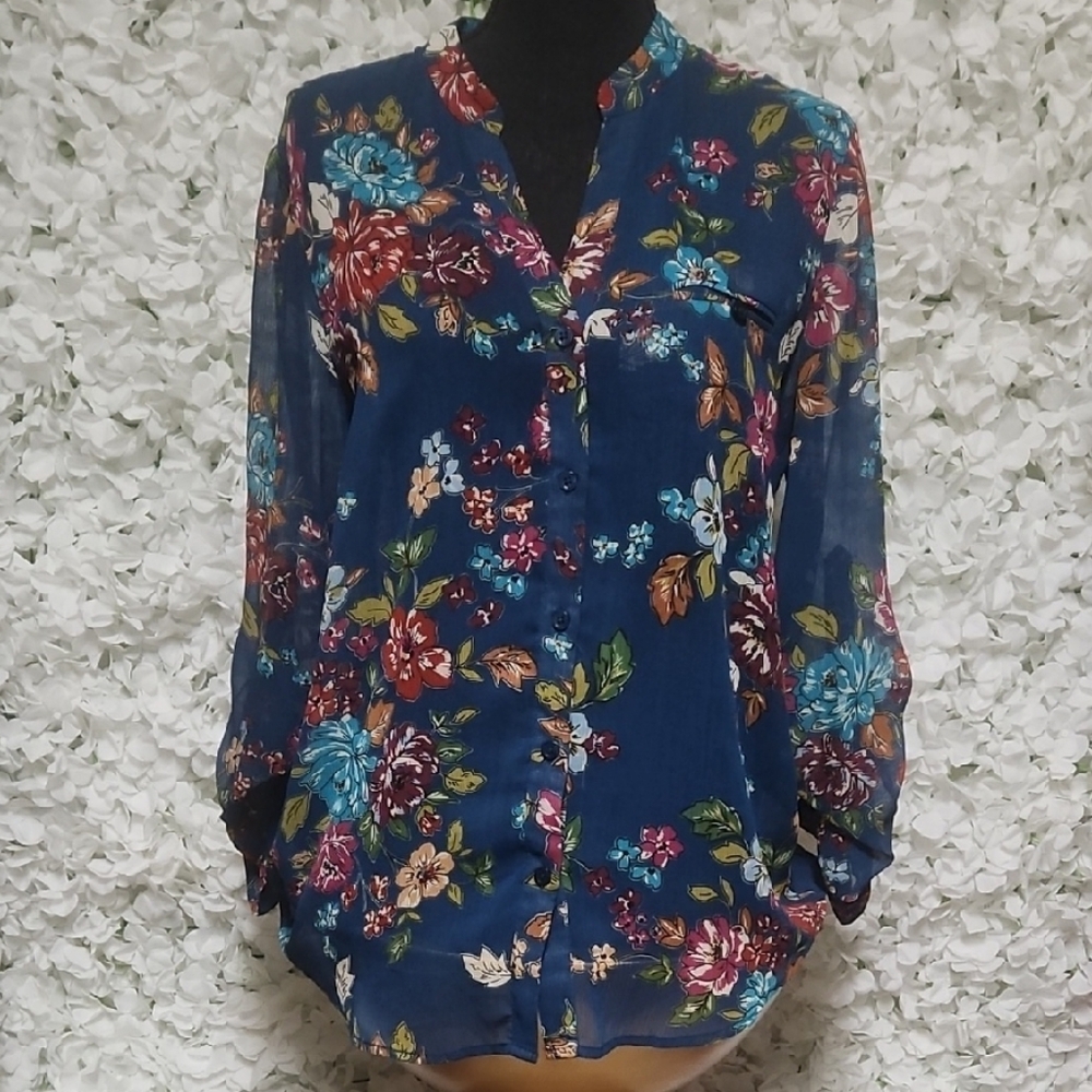 Floral Blue Women's Top